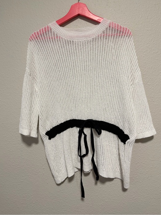 Zara Tops - ZARA Coastal Chic Open Knit Tie Waist Sweater Top – Size Medium